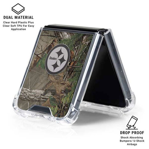NFL Pittsburgh Steelers Realtree Xtra Green Camo Galaxy Z Flip6 Clear Case